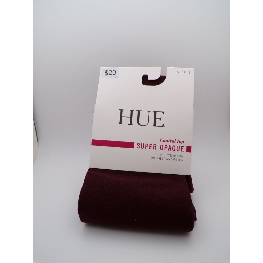 HUE Super Opaque Control Top Tights Black Cherry Size 3 PERFIT U6620